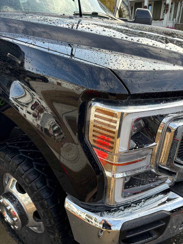 A customer's headlight after we restored it.