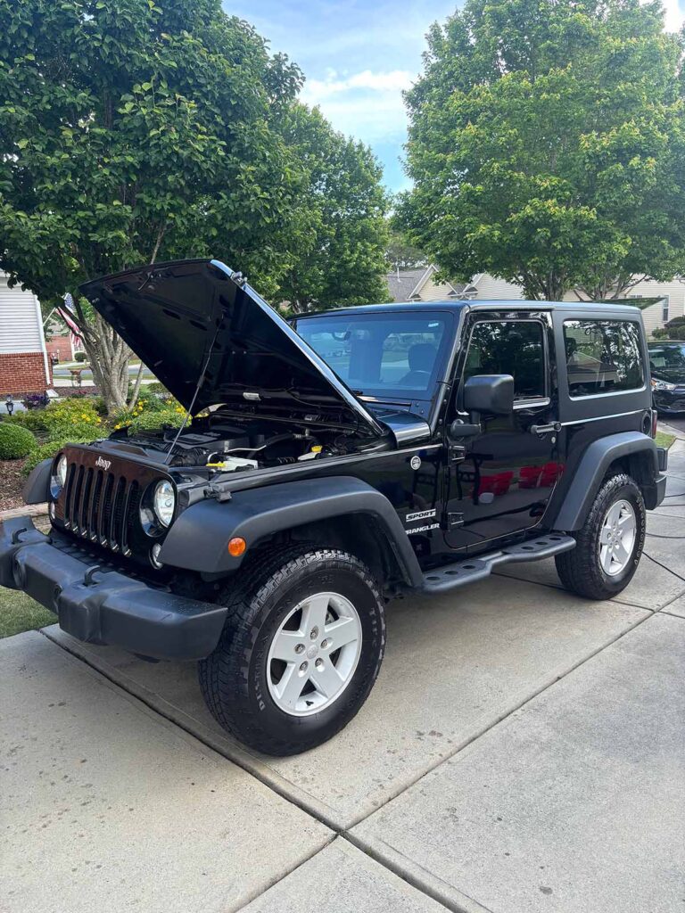Angle 2 of an engine bay detailing job in the Fort Mill area.